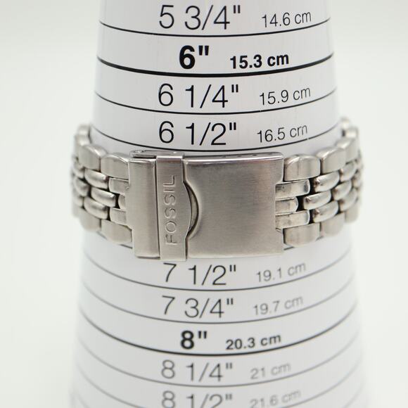 Fossil Blue Panda 40mm Watch 24 Hour Calendar Steel Bracelet BQ8775 New Battery - Picture 4 of 12